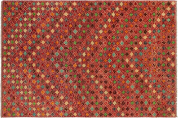 handmade Geometric Balouchi Magenta Red Hand Knotted RECTANGLE 100% WOOL area rug 5' x 8'